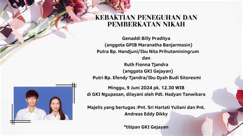 Kebaktian Peneguhan Dan Pemberkatan Nikah Gki Ngupasan Youtube