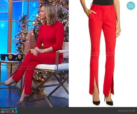 Wornontv Laras Red Slit Pants On Good Morning America Lara Spencer Clothes And Wardrobe