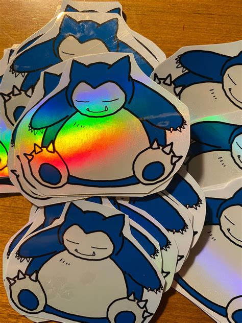 Holographic Snorlax Sticker Etsy