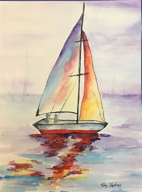 Step By Step Instructions Sailboat Painting Watercolor Sailboat