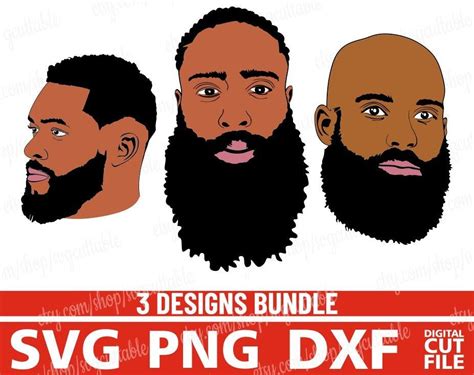 3x Afro Beard Man Bundle Svg Beard Svg Black Man Svg Afro Hair Style