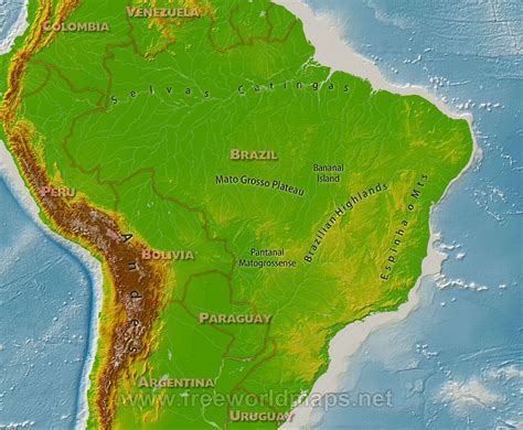 Geographical map South America Brazil Map, Physical Map, Yahoo Images ...