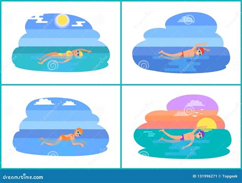 Breaststroke And Backstroke Vector Illustration