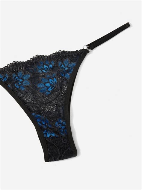 Conjunto De Lingerie Renda Floral Gravata Borboleta SHEIN Brasil