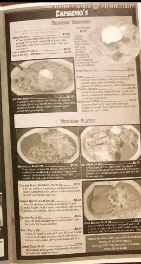 Online Menu Of Camachos Mexican Restaurant Restaurant Eaton Colorado