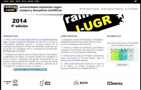 Ec Noticias Se Publica La Edici N De Los Rankings I Ugr De