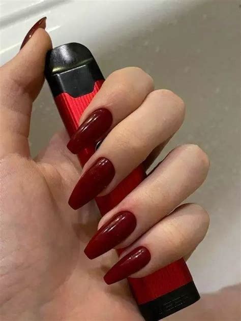 Dark Red Nails Classy Acrylic Nails Acrylic Nails Coffin Short