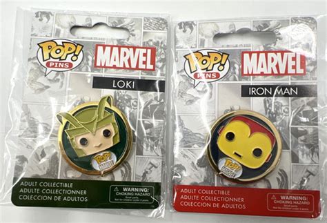Loki & Iron Man Funko POP! Pins - Marvel Avengers Enamel Pins - Lot of ...