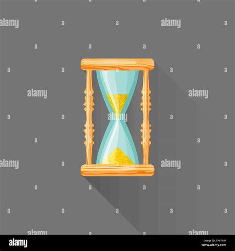 Vector Colored Wood Elements Flat Design Hourglass Isolated Illustration Gray Background Long