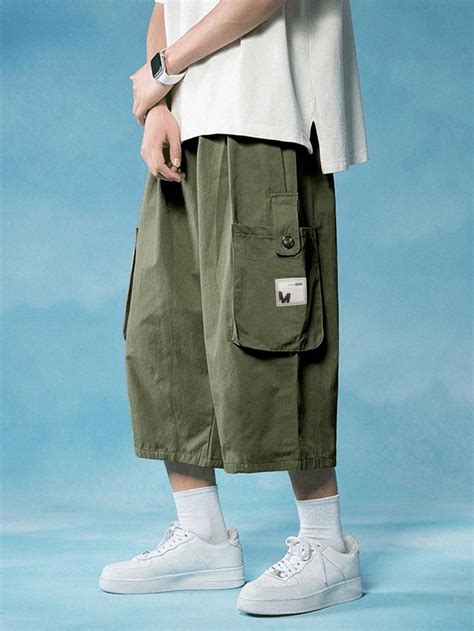 Manfinity Emrg Men Letter Patched Detail Flap Pocket Side Cargo Pants