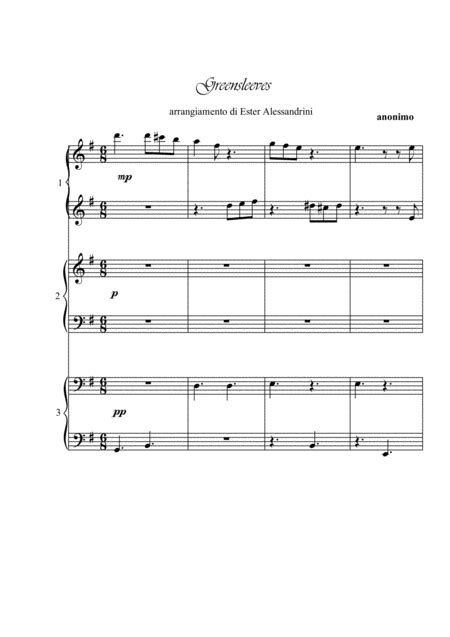 Greenleeves Piano Hands Arr Ester Alessandrini Sheet Music