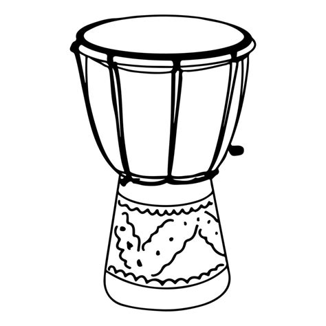 Hand Drawn Djembe Drums Doodle Isolated On White Background Vector