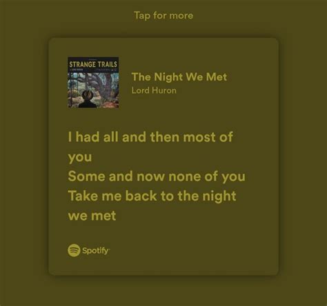 The Night We Met 🤎 Spotify Lyrics Lord Huron