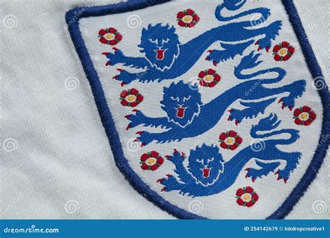 London Uk August 2022 Three Lions National Emblem Badge On An