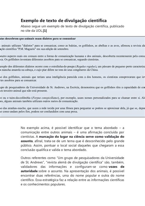 Calaméo Exemplo De Texto De Divulgação Científica