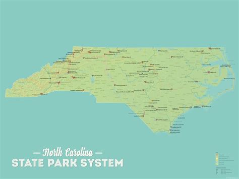 North Carolina State Park System Map 18x24 Poster Etsy