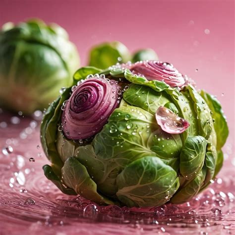 Premium Photo Two Cabbages Are Shown In A Water Droplet