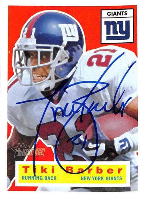 Tiki Barber Autographed Football Card New York Giants 2001 Topps