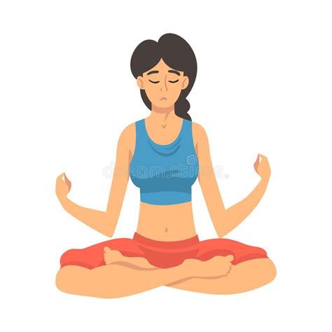 Woman Safe The Balance With Meditation Relaxation Cartoon Vector Illustration Stock Vector