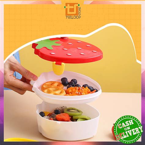 OFM C778 Kotak Makan 750ML Motif Stroberry Lunch Box Tempat Makan