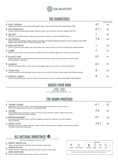 Saladstop Menu Philippines Updated Prices