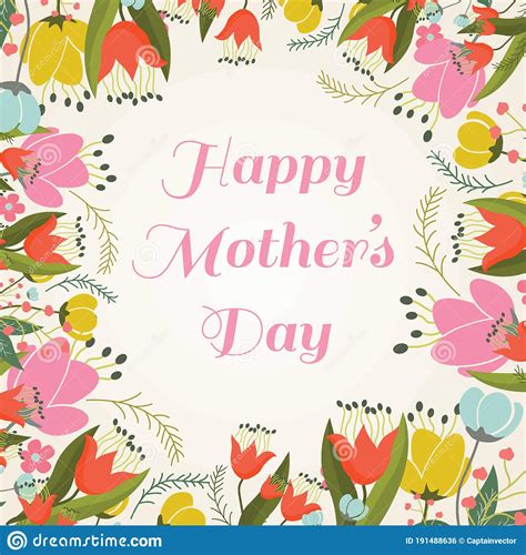 Floral Happy Mothers Day Wishes Vector Illustration Decorative Design Stock Vector