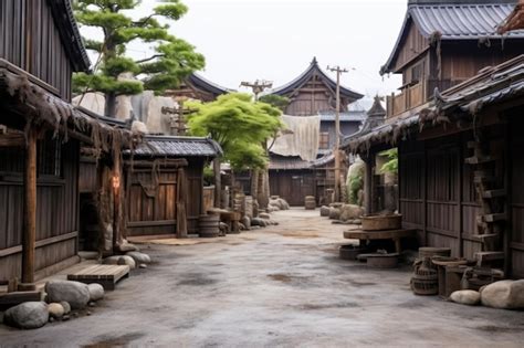 Premium AI Image | Japanese samurai village movie set showcasing ...