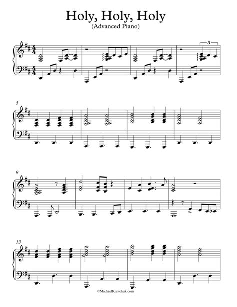 Free Piano Arrangement Sheet Music – Holy, Holy, Holy – Michael Kravchuk