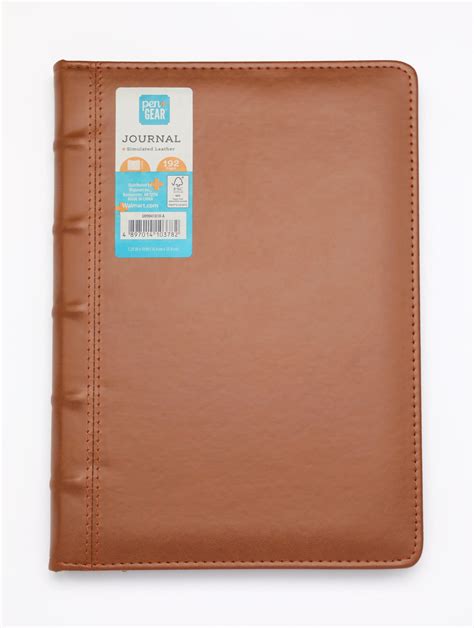 Pen Gear Leatherette Cover Journal 192 Ruled Pages Brown 7 X 10