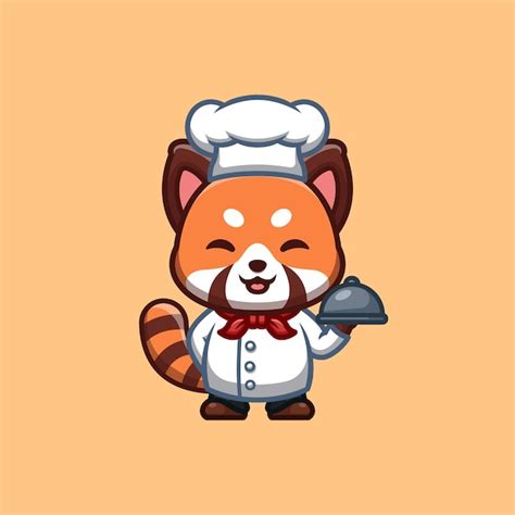 Premium Vector Red Panda Chef Cute Creative Kawaii Cartoon Mascot Logo