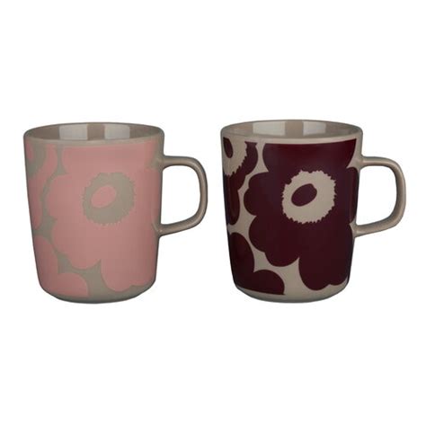 Marimekko Oiva Unikko Mug Dl Terra Dark Red Powder Pre