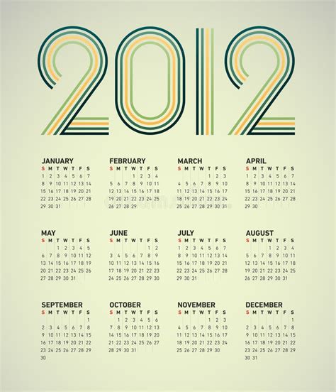 Calendario Ingl S Colorido Vector Cuadrado Pared O Bolsillo