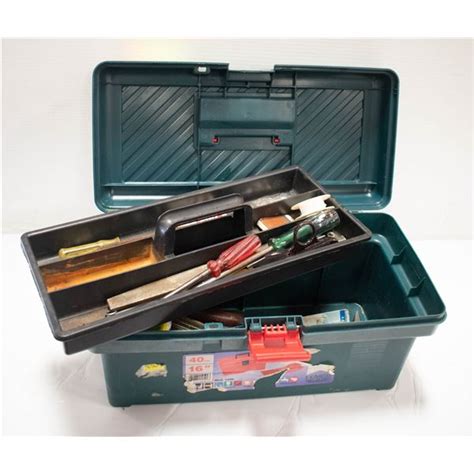 BLUE TOOL BOX WITH TOOLS