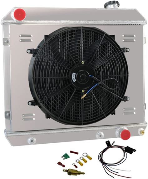 Buy Coolingsky Row Aluminum Radiator Fan Shroud Combo Thermostat