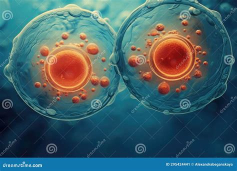 Cell Division During Mitosis Under A Microscope Stock Illustration