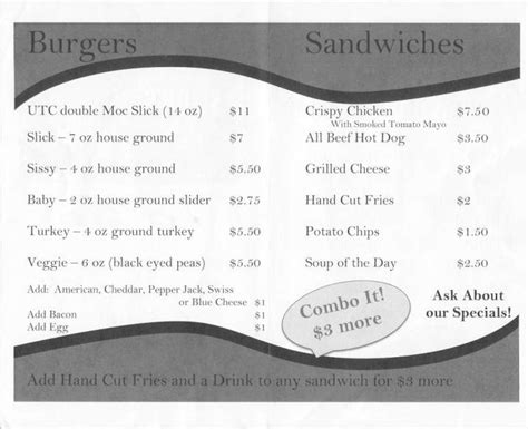 Menu Of Slick S Burgers In Chattanooga TN 37404