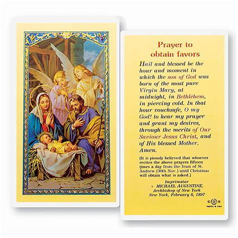 Laminated Holy Card Prayer To Obtain Favors Ewtn Religious Catalogue