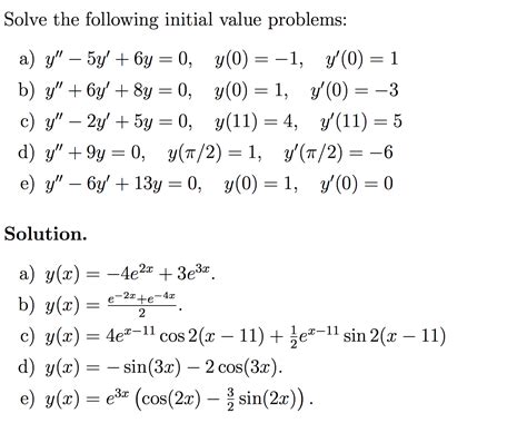 Solved Solve The Following Initial Value Problems Y Y Chegg