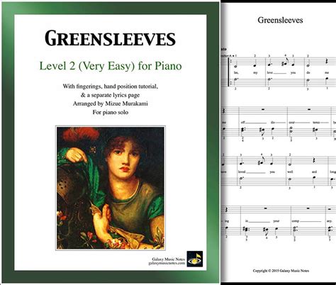 Greensleeves Very Easy Piano Sheet Music Galaxy Music Notes