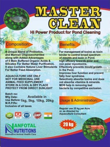 Aquaculture Probiotics And Pond Cleaner Master Clean Packaging Type