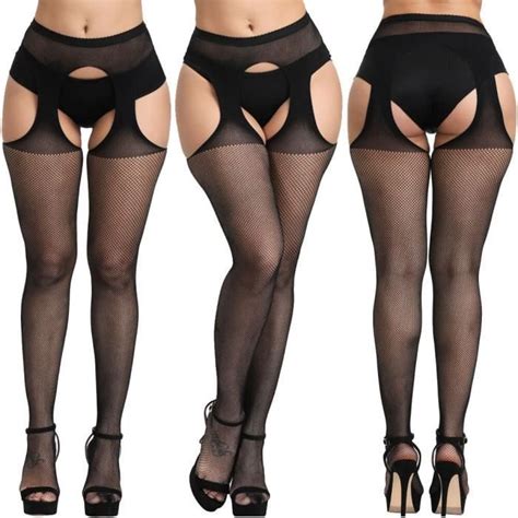 Bas Mis Bas Collant Noir En R Sille Ajour Pour Femmes Lingerie Sexy