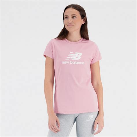 New Balance Essentials Stacked Logo Women S T Shirt Pink WT31546 HAO