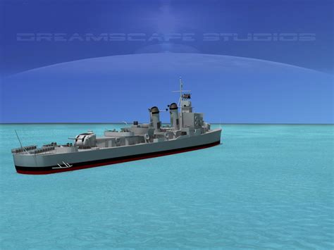 Sumner Class Destroyer Dd Uss Samuel Moore D Model Rigged Cgtrader