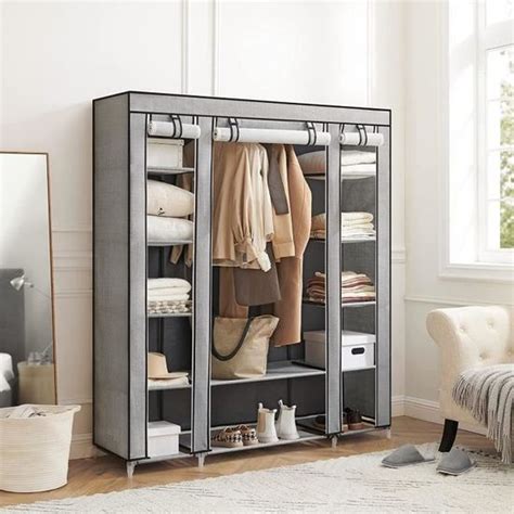 Songmics Armoire De Rangement Avec Tringle Tag Res Housse En Tissu