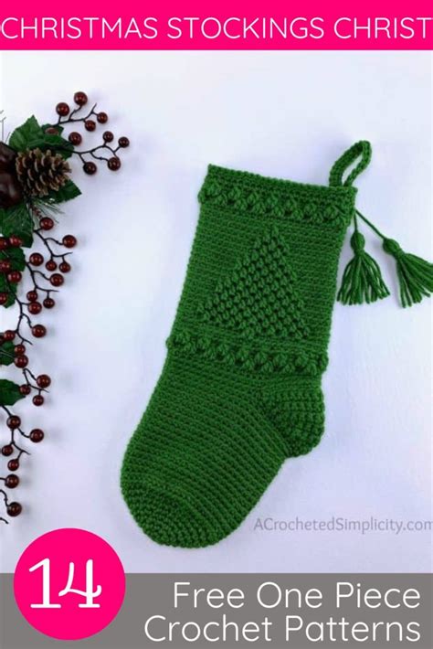 14 One Piece Crochet Christmas Stocking Pattern Free Hookfully