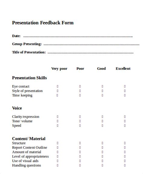 Free 10 Sample Presentation Feedback Forms In Ms Word Pdf Feedback Images And Photos Finder