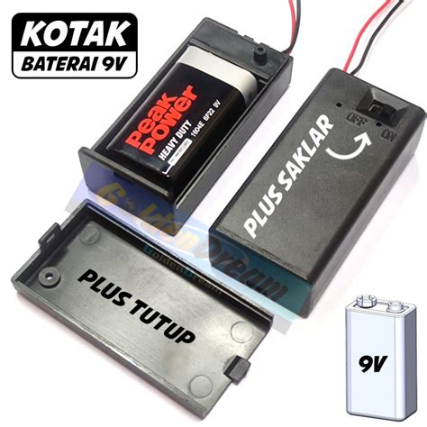 Jual Plus Tutup Dan Saklar Kotak Baterai 9v Holder Batere Battery Box