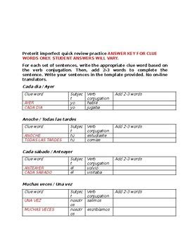 Preterit Imperfect Quick Review Practice By Kunal Patel TPT