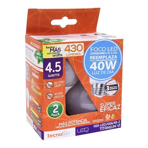 2 Focos LED De Luz Blanca Tecnolite 4 5 W Walmart