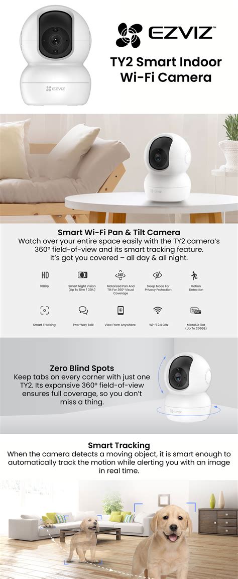 EZVIZ TY2 Smart Indoor Wi Fi Camera FHD 1080 Motorized Pan And Tilt